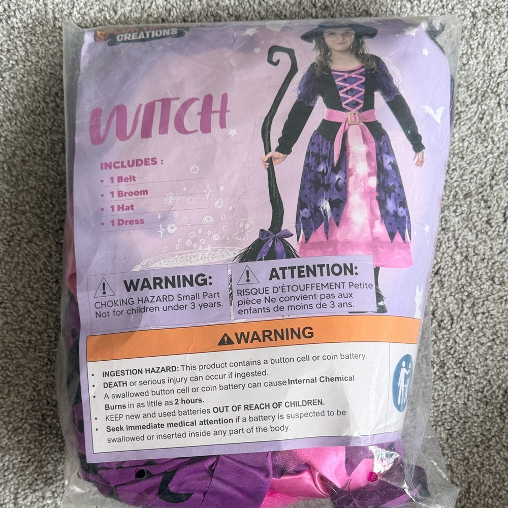 Girls Light Up Pink / Purple Witch Costume - Spooktacular Creations